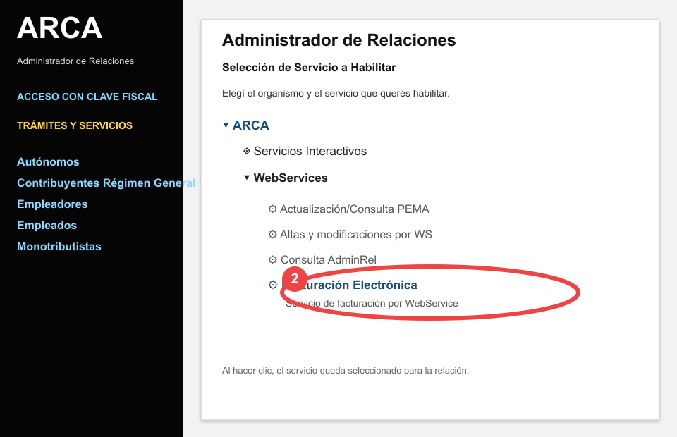 Administrador de Relaciones con Facturación Electrónica marcada